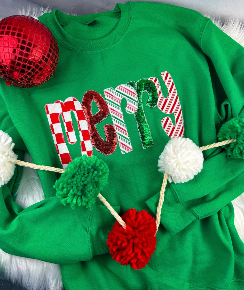 Green Merry Christmas Sweatshirt *PREORDER*