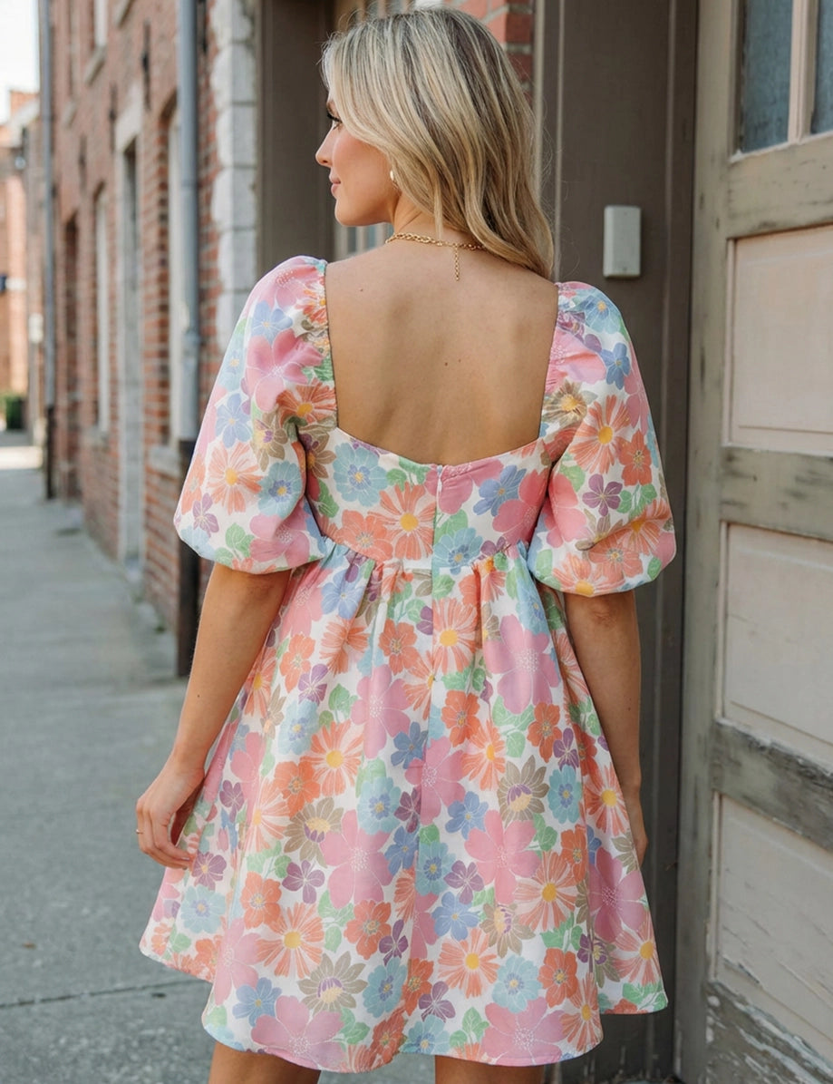 Floral Puff Sleeve Dress *PREORDER*